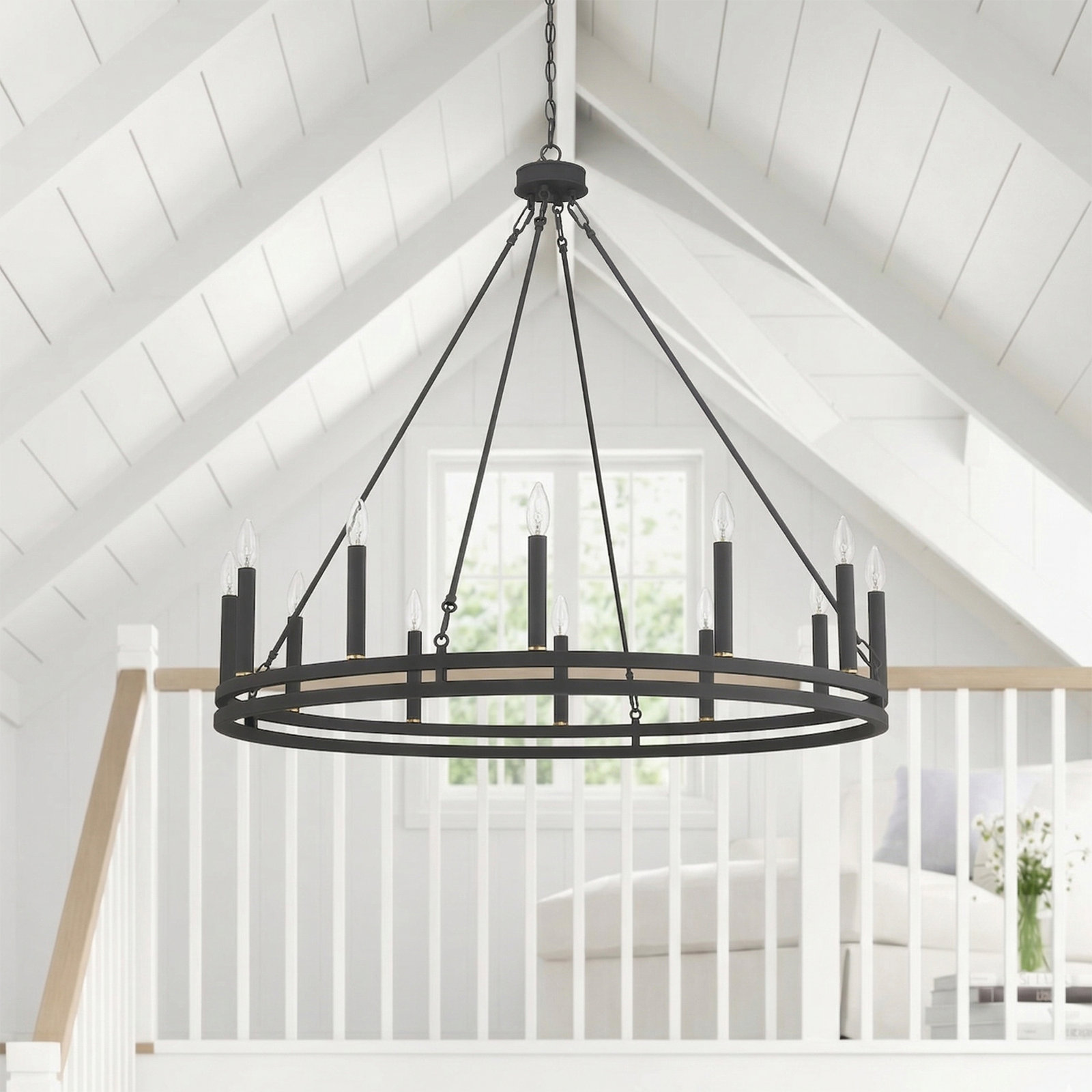 Madalyn 12-Light Chandelier, Classic Black/Champagne Brass