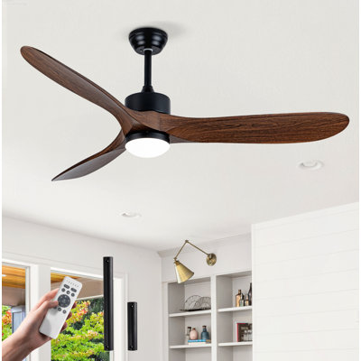 Quiet Reversible DC Motor Aviation Inspired Modern Ceiling Fan No Light Matte Black