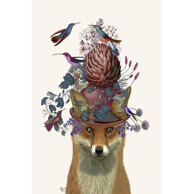 Fox Birdkeeper With Artichoke by Fab Funky - Wrapped Canvas Print, 46cm H x 30cm W x 3.8cm D