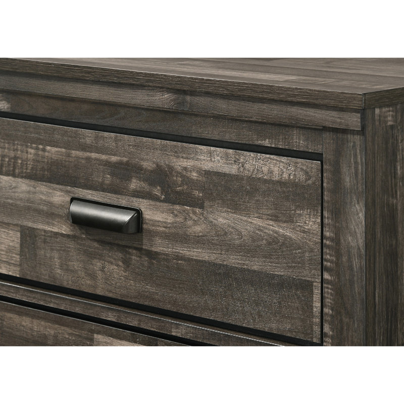 Table de chevet 2 de style contemporain avec poignée en métal noir, Brun