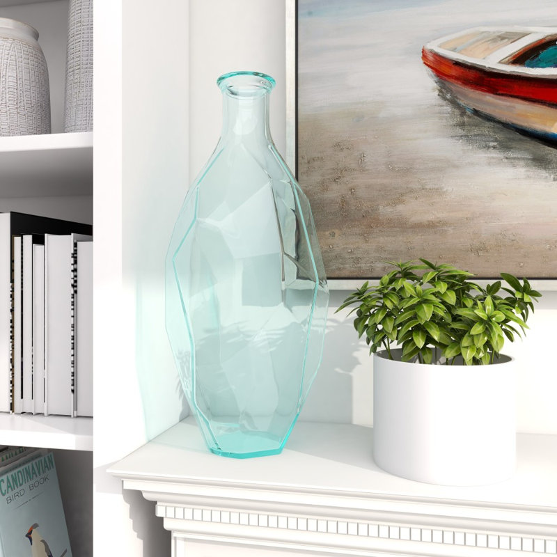 Vase de plancher en verre Hollomon, 23" H x 11" W x 11" D, Clear