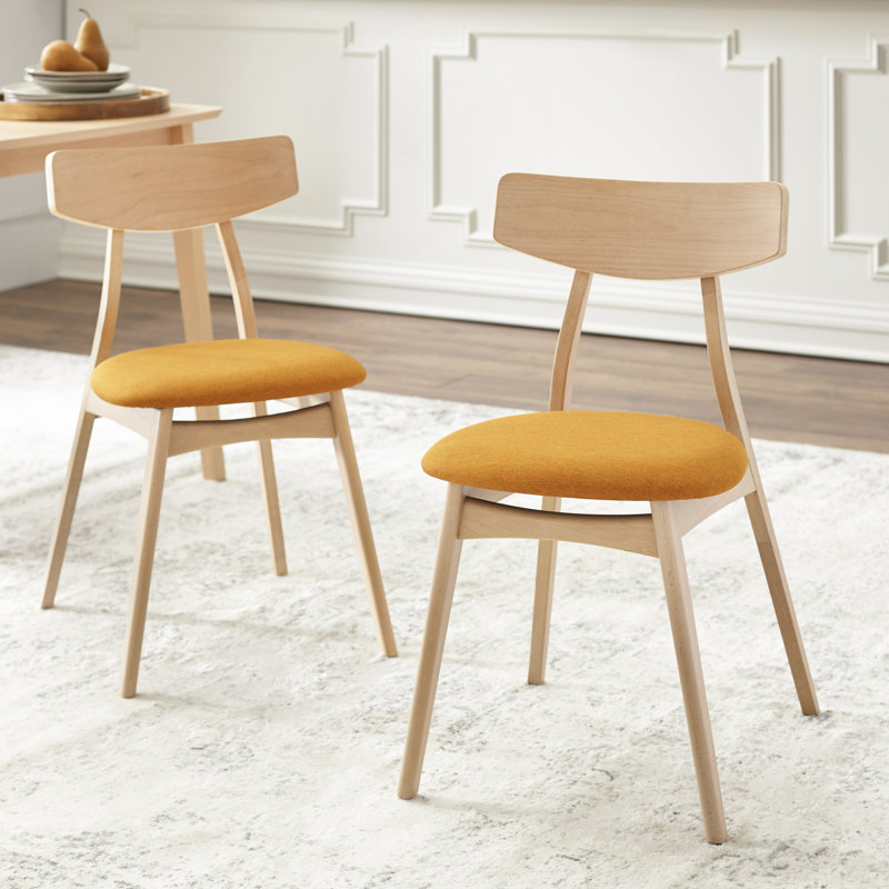 Ensemble de salle à manger Brunehilde, Naturel / orange, Ensemble de cinq pièces : table, quatre chaises