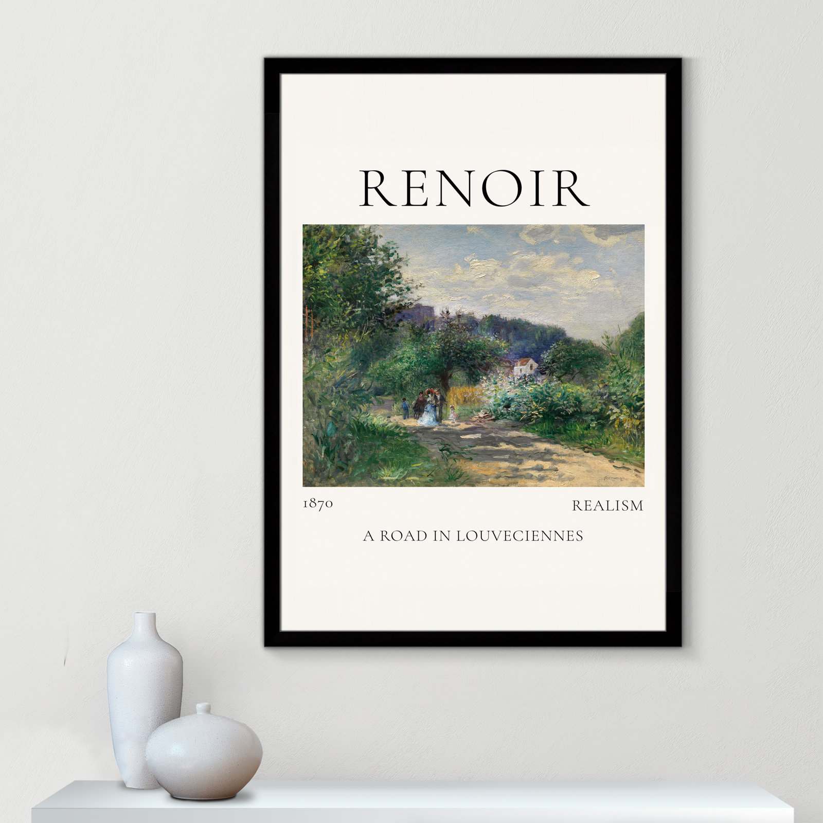 Old Masters Collection "A Road in Louveciennes" Print, No, Black Single Picture Frame, 55" H x 39" W x 1.25" D