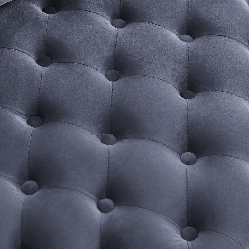 Chaise pivotante rembourrée et capitonnée en velours, Velours gris velours