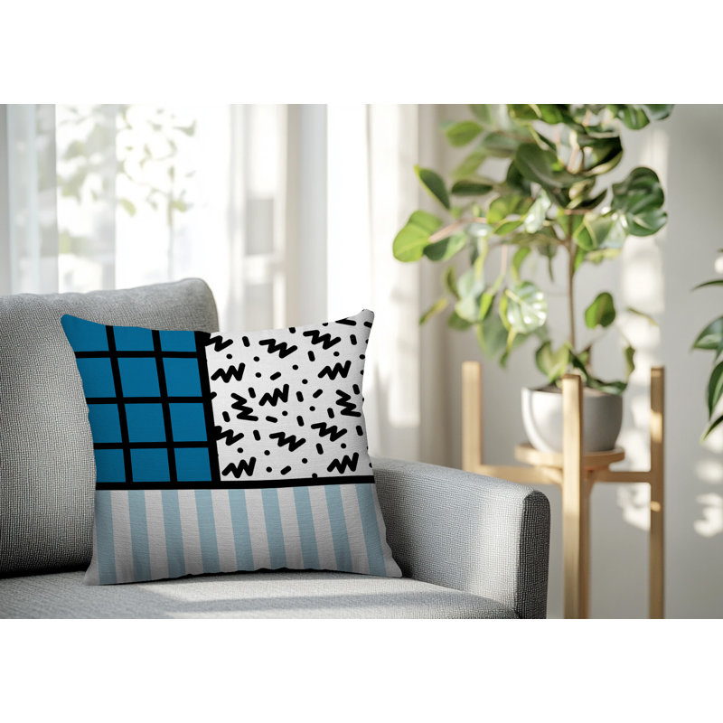 Oreiller carré réversible intérieur / extérieur Minka, Carré 18 po, Turquoise