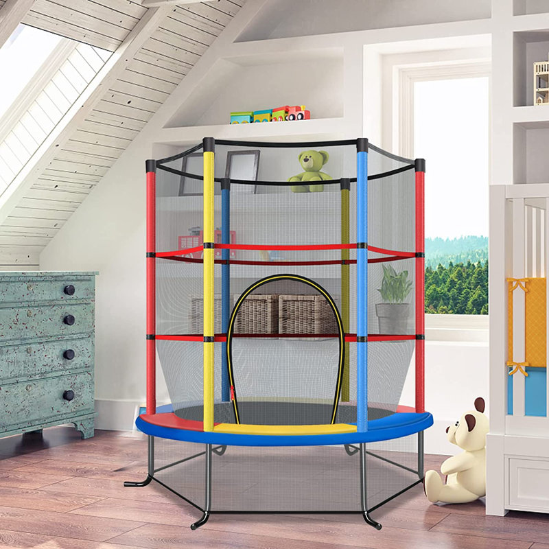 Marionville Freeport Park 165cm Hexagon with Safety Enclosure Trampoline, Red/Yellow