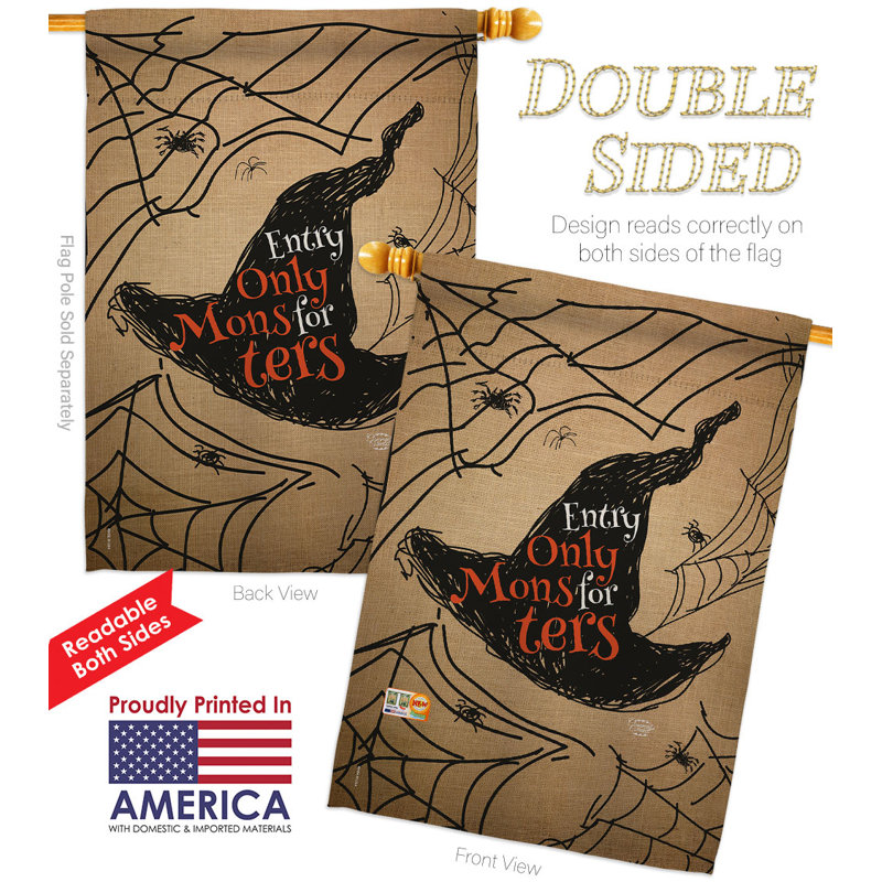 Double Sided 40'' H x 28'' W Polyester Halloween House Flag