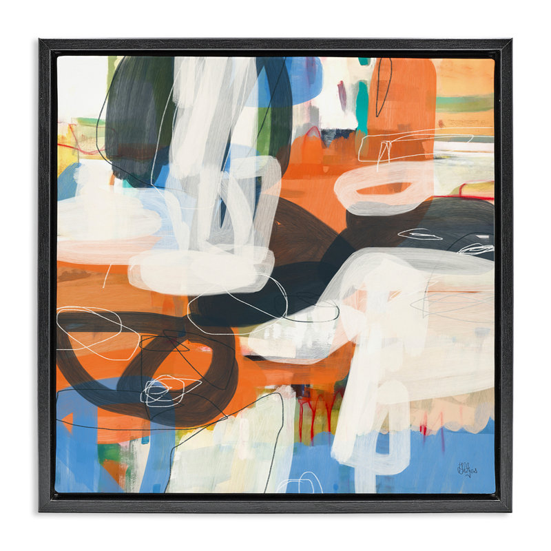 «Abstract Squiggle Distorsion» par Lisa Ridgers, H 18 po x l 18 po x P 1,7 po, Cadre flottant noir de jais
