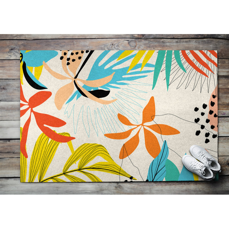 Non-Slip Floral Outdoor Doormat