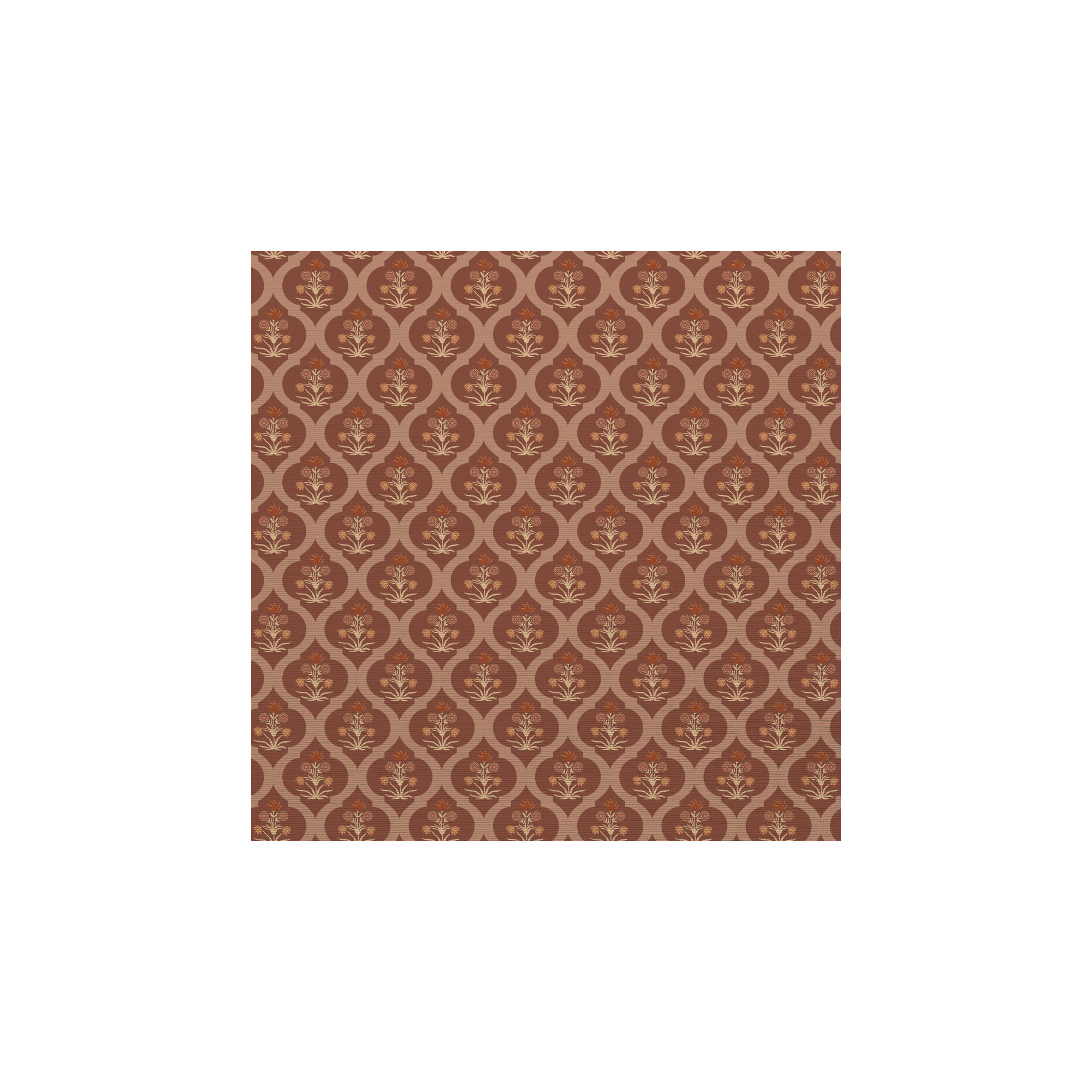 Ogee Garden Printed Authentic Grasscloth Wallpaper, Brown