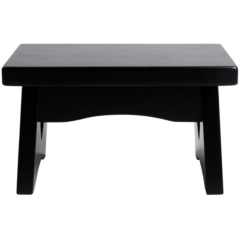 Escabeau rectangulaire en bois franc massif de 7,5 po de hauteur à 1 marche pour adultes et enfants avec capacité de 200 lb, escabeau, noir