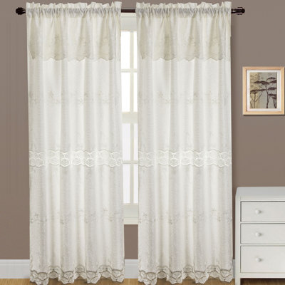 Brennan Macrame Floral Semi-Sheer Rod Pocket Single Window Curtain Panel 
