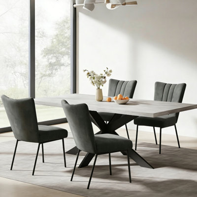 Bourke Modern Kitchen Dining Set, Extendable Dining Table With Upholstered Dining Chairs(1 Table 4 Chairs)