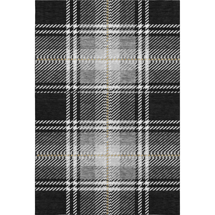 Premium Machine Washable Prisco Black Rug