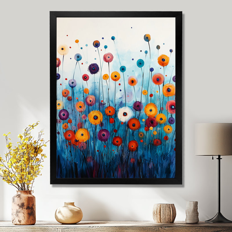 Carncastle - salon d'art mural floral, H 20 po x l 12 po, Picture Framed, Noir, noir, noir, noir