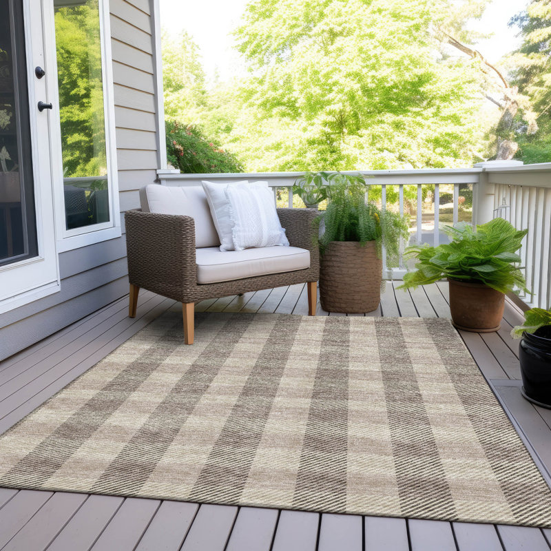 Tapis intérieur / extérieur tissé à la machine Colzie, Rectangle 10 pi x 14 pi