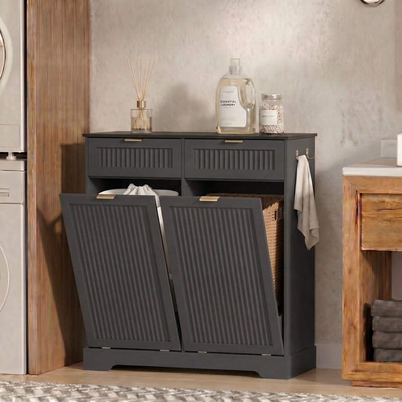 Armoire poubelle inclinable 26 gallons avec crochets Havant (ne pas inclure la poubelle), Noir, 26 gallons
