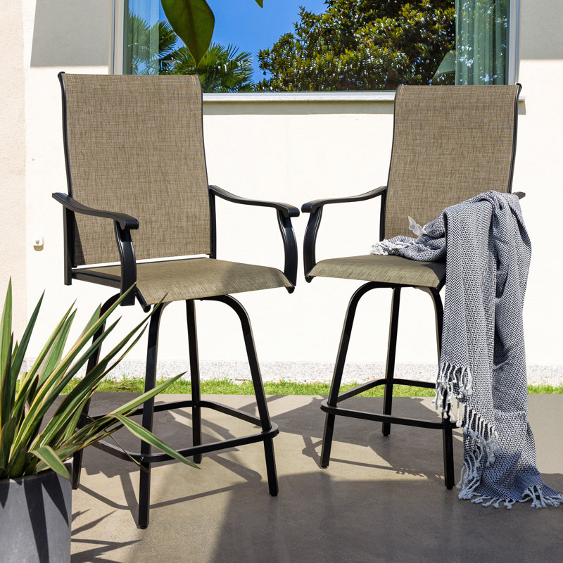 Sour Citrus 5-piece Bar Table And Chairs Set Outdoor Bar Set With All Weather Textilene Bar Stools And Bar Height Table For Deck, Poolside, Garden, Porch