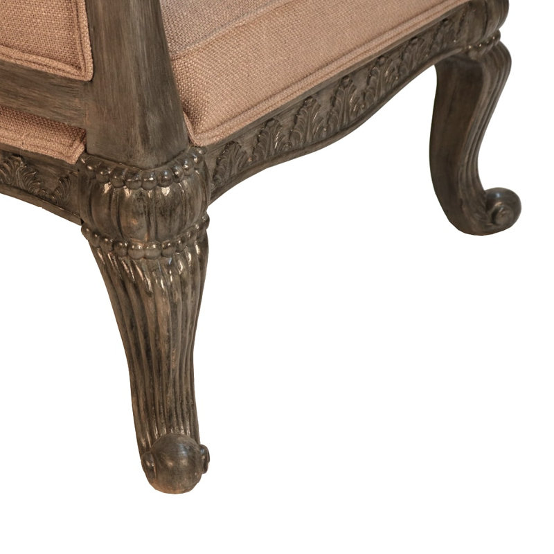 Fauteuil Attia, Polyester brun clair, Bois brun