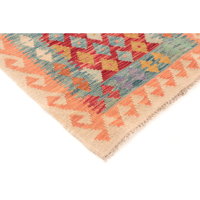 Rectangle 60 cm x 90 cm Geometric Wool Hand Woven Kilim