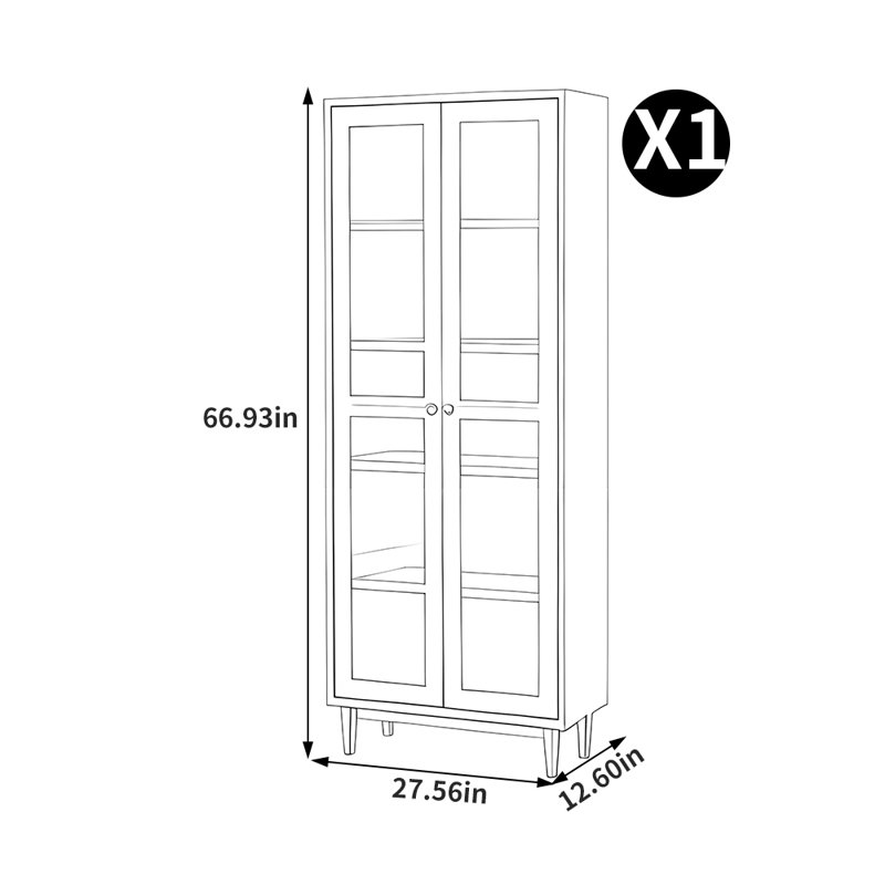 Bibliothèque standard en bois massif Needham H 66,93 "x l 27,56", Chêne