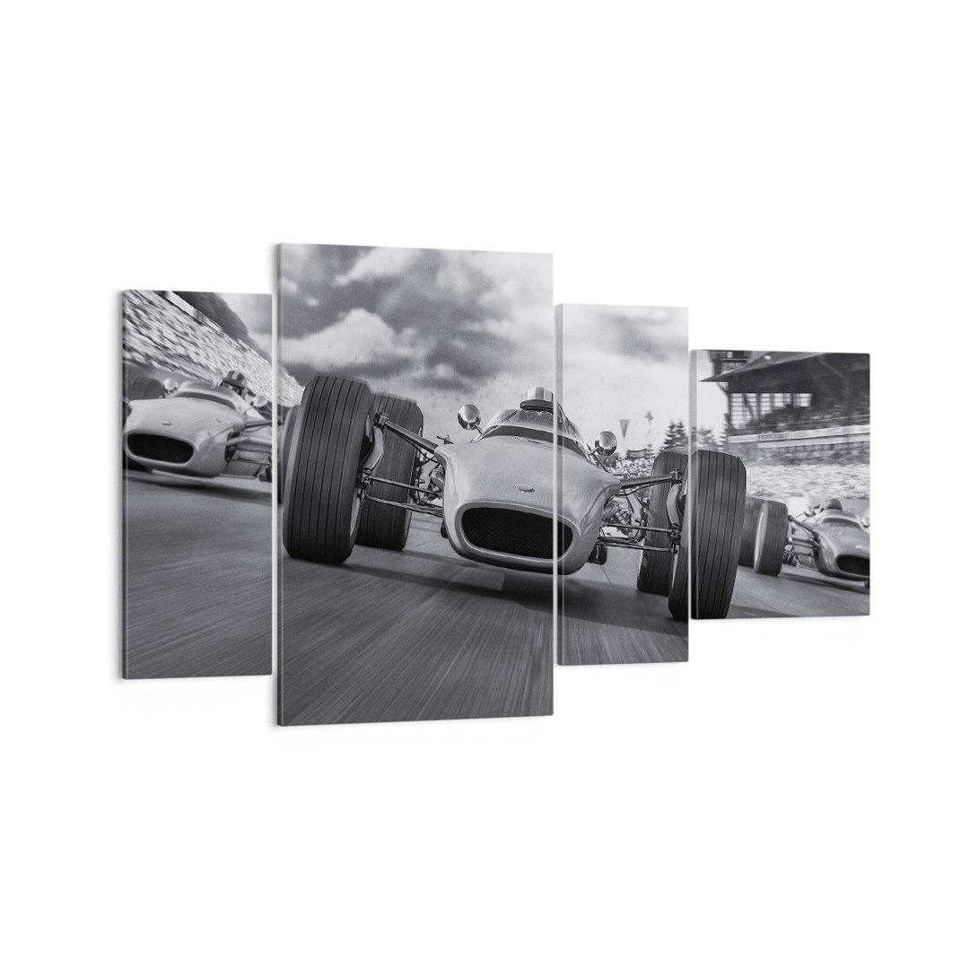 4-tlg. Leinwandbilder-Set Formula 1 Black and White