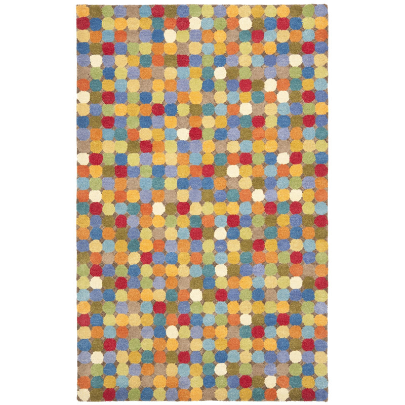 Tapis multicolore en laine touffeté à la main Candelo, Rectangle 3 pi 6 po x 5 pi 6 po