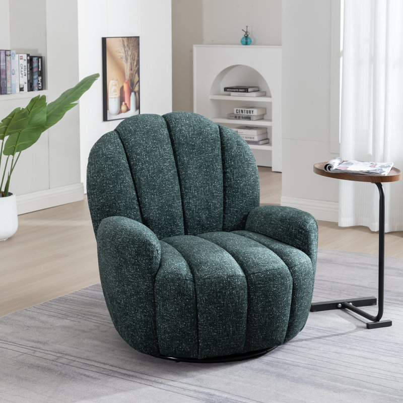 Fauteuil pivotant capitonné Broderic Petal, Vert