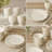 Heritage Scroll Set of 4 Cereal Bowls – 16 oz Stoneware Bowls with Sculpted Pedestal Base & Embossed Scroll Rim – Elegant Ivory Glaze – Classic Style for Breakfast, Soup & More
