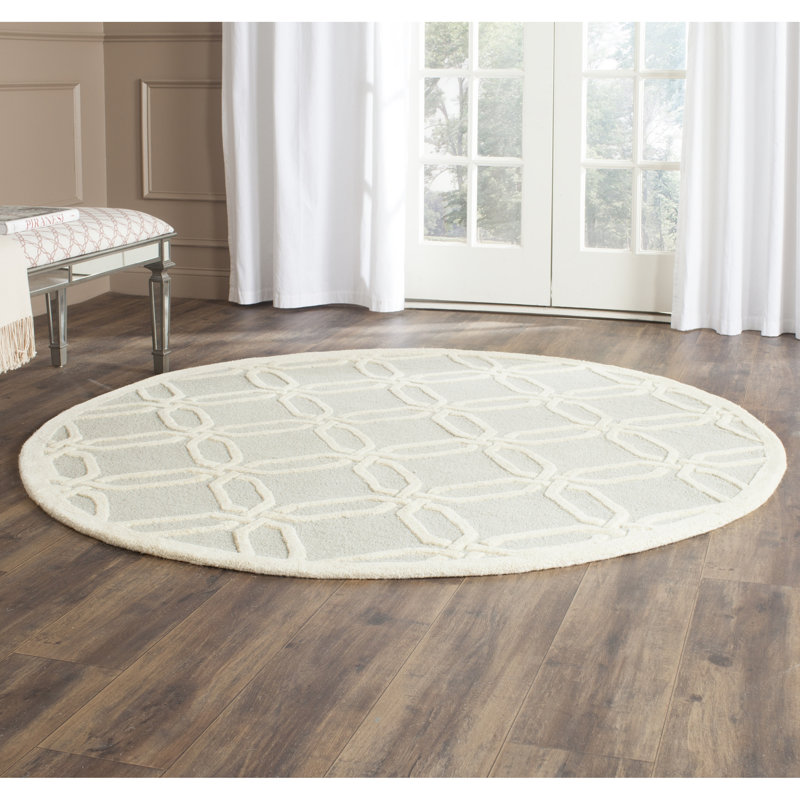 Deedgra Hand Tufted Wool Geometric Rug, Round 6'