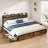 Brown And Gray California King Size Bed, 4 Drawers, Charging Headboard, Stable And Quiet, Spring-free, Easy To Install.