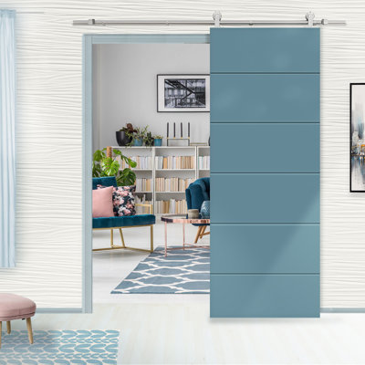Hollow Paneled Painted without Installation Hardware Kit Barn Door