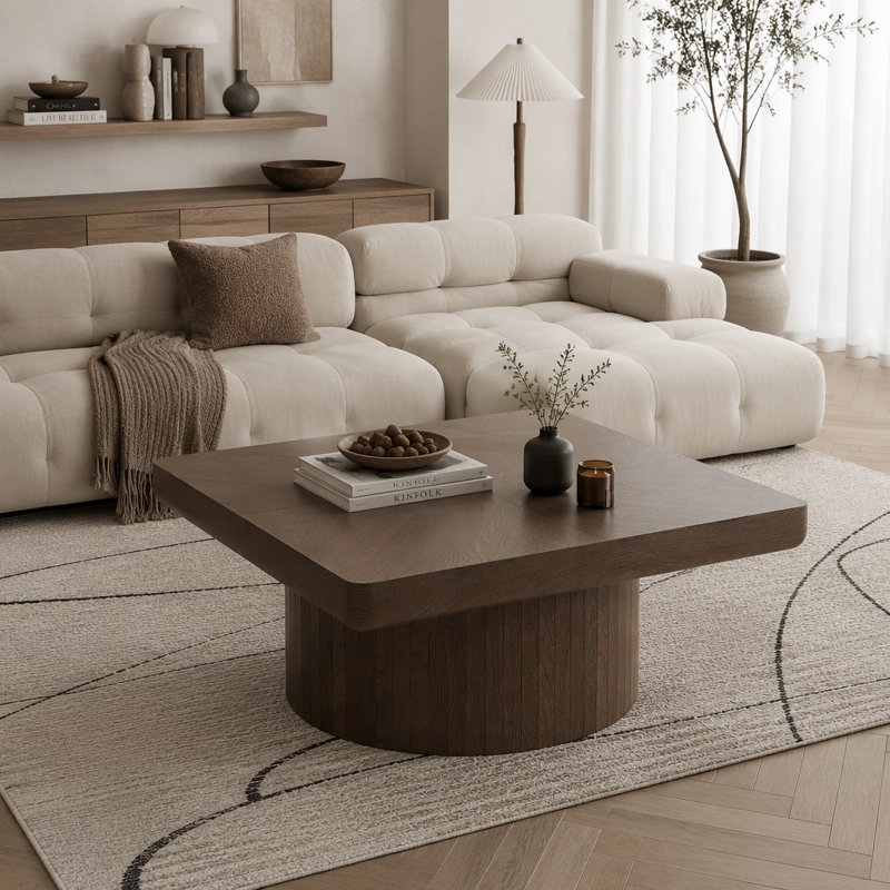 Table basse carrée 34,6 "pour le salon, Noyer