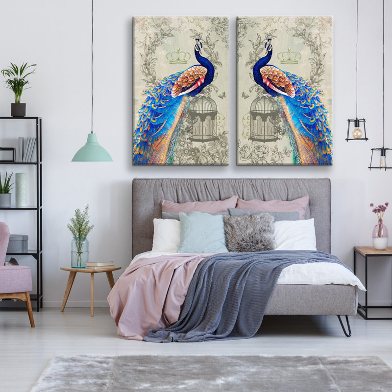 " Blue Peacocks " 2 - Pieces