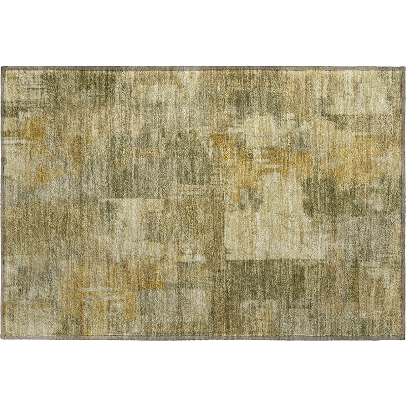 Tapis abstrait lavable à la machine de qualité supérieure Mayfield AMF2069, Kaki, 1 pi 8 po x 2 pi 6 po