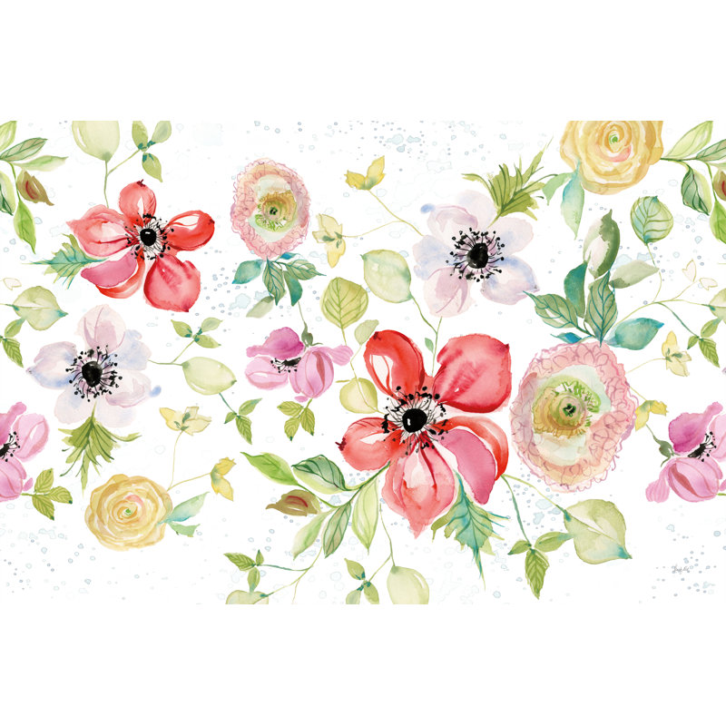 Spray Of Anemones I by Kristy Rice - Wrapped Canvas Painting, 61cm H x 91cm W