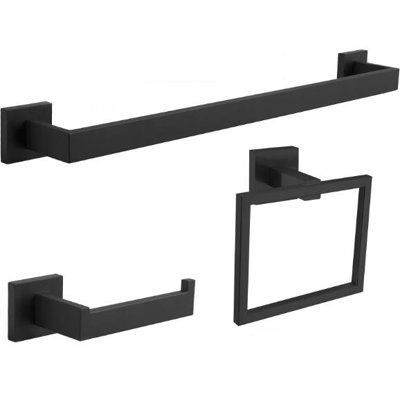 Kins Matte Black 3 pieces Decorative Bathroom Hardware sets