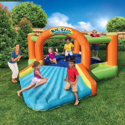Banzai Big Slide Bouncer Outdoor Inflatable Kids Playhouse And Slide With Blower