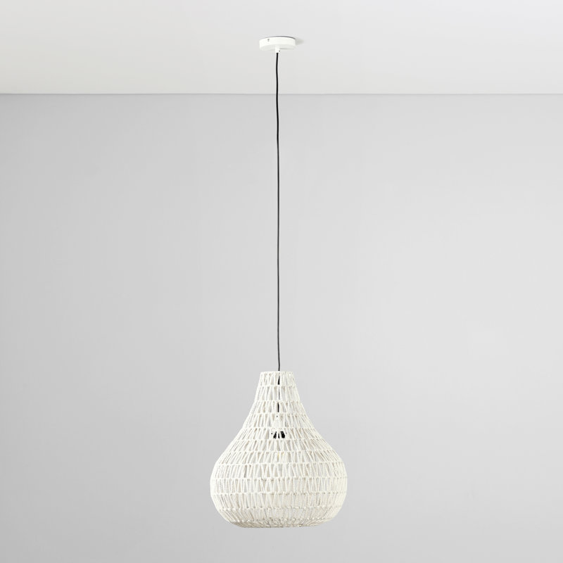 Quaid 1-Light Woven Pendant, White