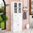 Spacious Multi-Functional MDF Cabinet with Adjustable Shelves and Glass Doors