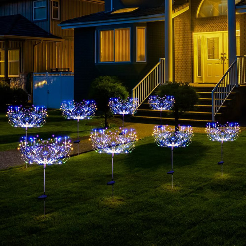 Feux d'artifice extérieurs imperméables à énergie solaire / argent à DEL, Multicolore