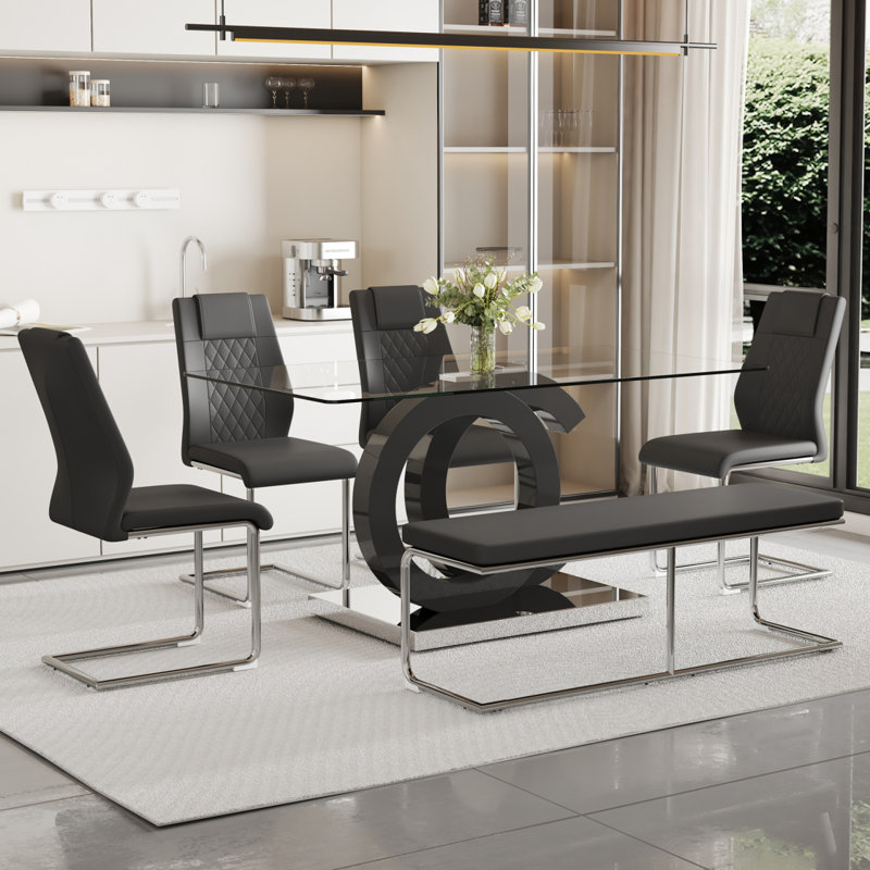 Ensemble de table et de chaises. Ensemble de table de salle à manger Luxury Luxury Glass