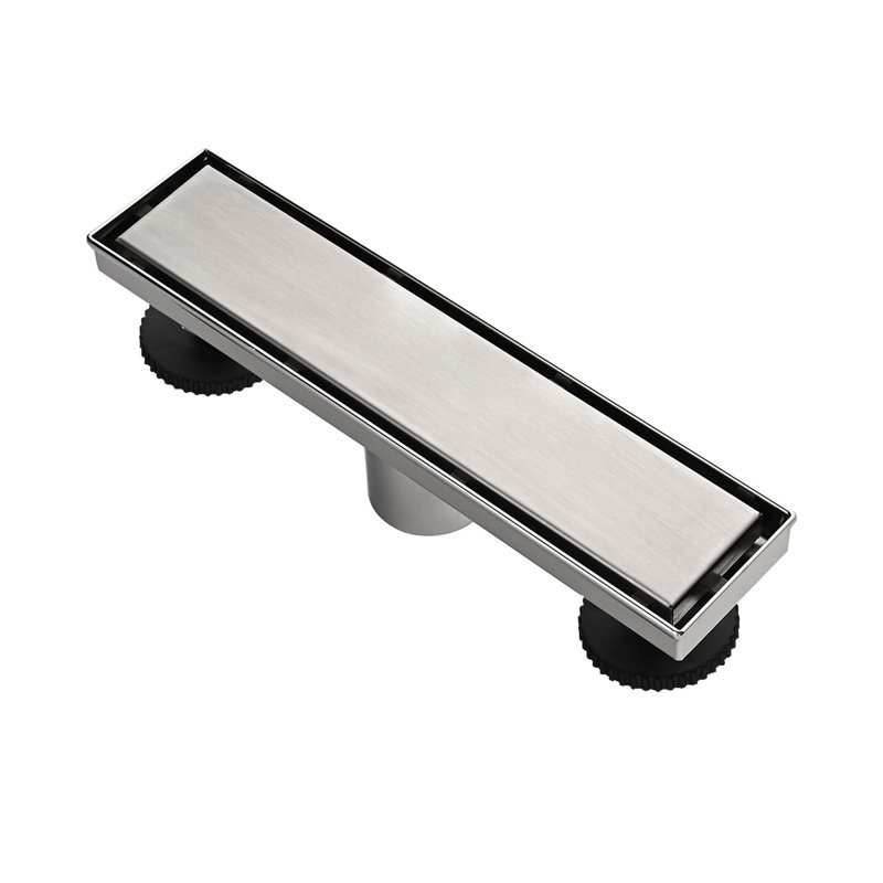 Linear Shower Drain With Leveling Feet, Brushed Nickel