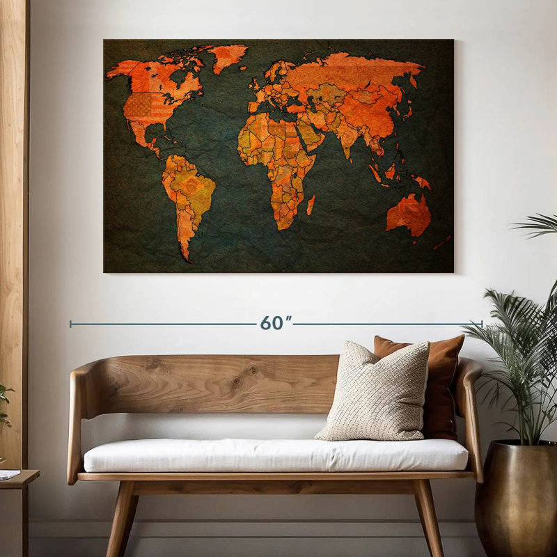 Aliaz Flags World Map, 34" H x 51" W