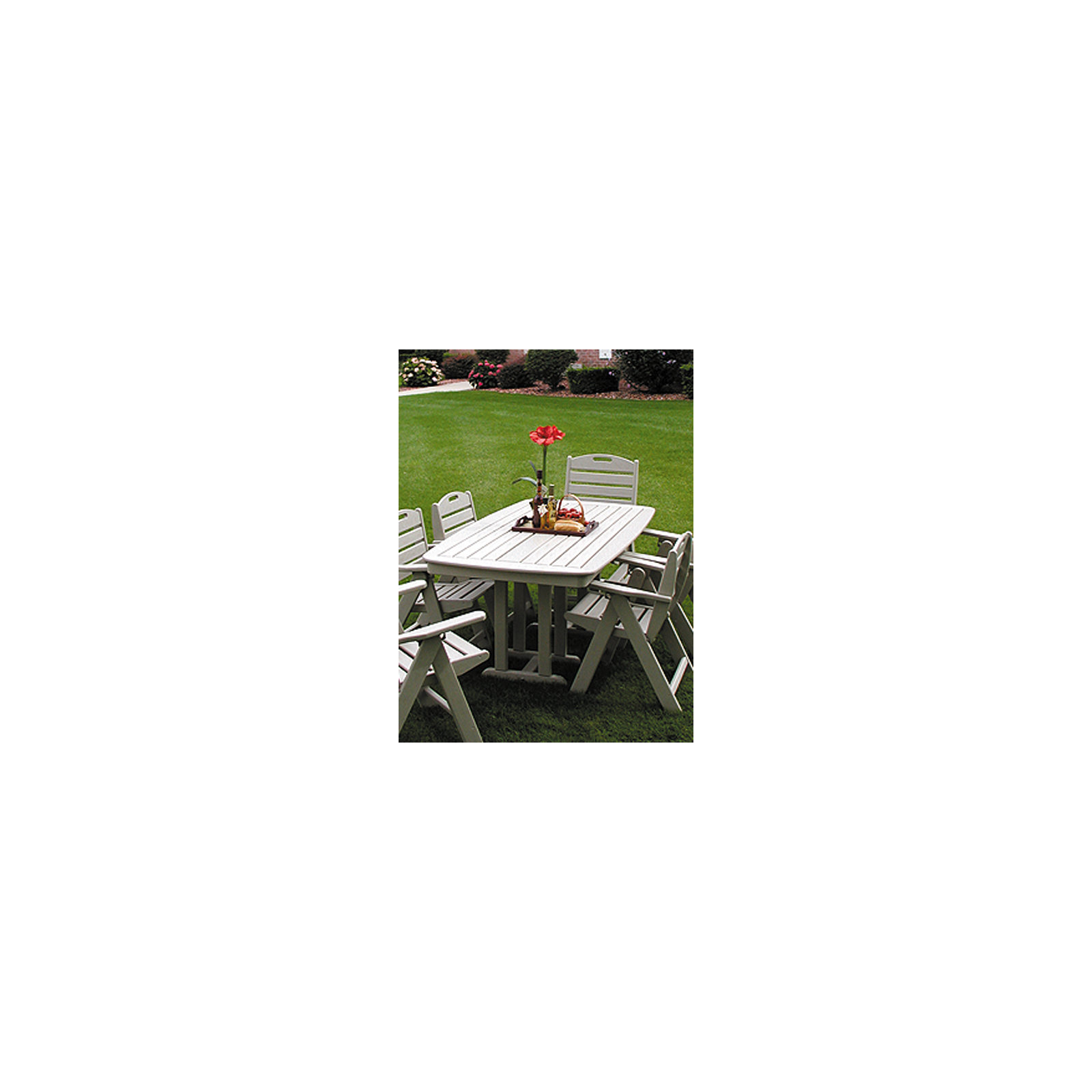 POLYWOOD Nautical Dining Table, White, 29" H x 71.5" L x 36.75" W