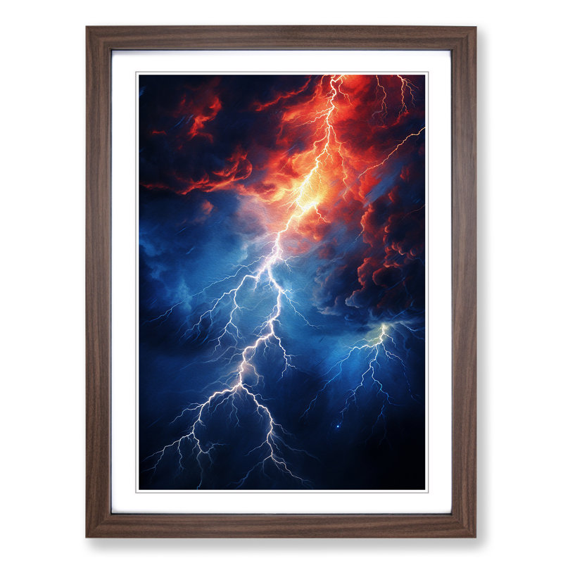 Lightning Abstract - Framed Print, 34cm H x 25cm W x 2cm D, Walnut