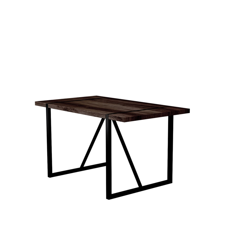 55" Industrial Rustic Dining Table, Tabletop, Black Metal Frame, Seats 4-6, Stain-, For Kitchen & Living Room Table Tabletop, Legs, Fits