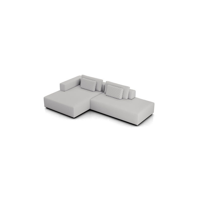 Ensemble de canapé modulaire Duthie 08 en tissu gris, Orienté à droite