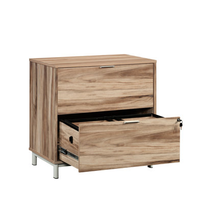Classeur latéral, finition bois, 2 tiroirs pour le rangement organisé au bureau, teinture et égratignure, couleur brun convenant à la maison, système de verrouillage, tiroir inférieur, 30,47 po x 18,88 po, 30,42 po, assemblé