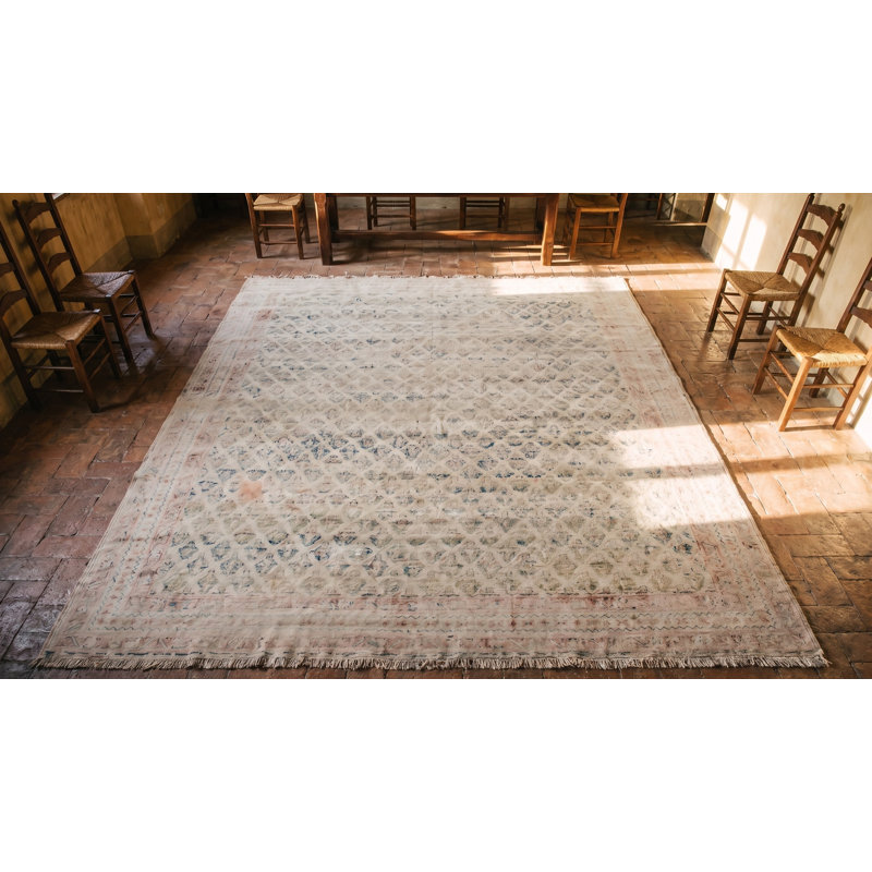 Tapis surdimensionné en coton ivoire Antique Agra